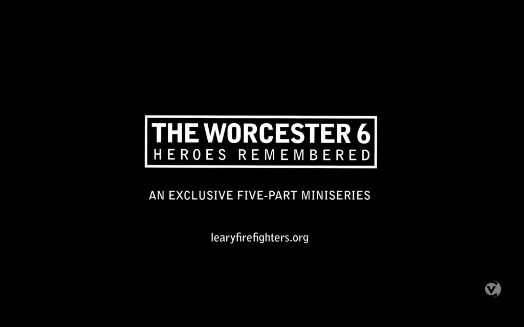 A black background with the words Worcester 6 firefighters remembered.