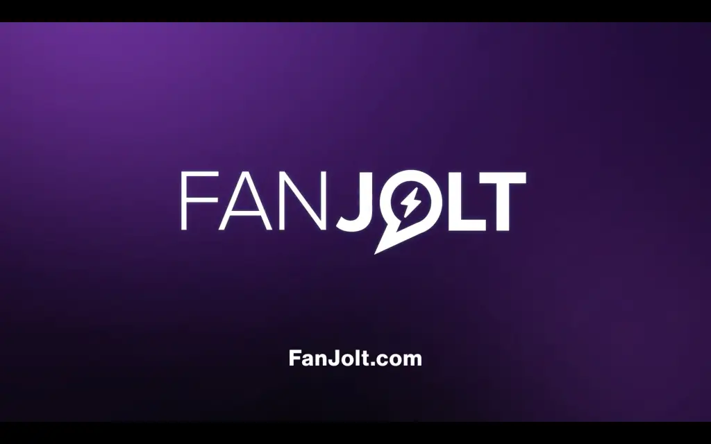 The logo for fanjolt on a purple background.