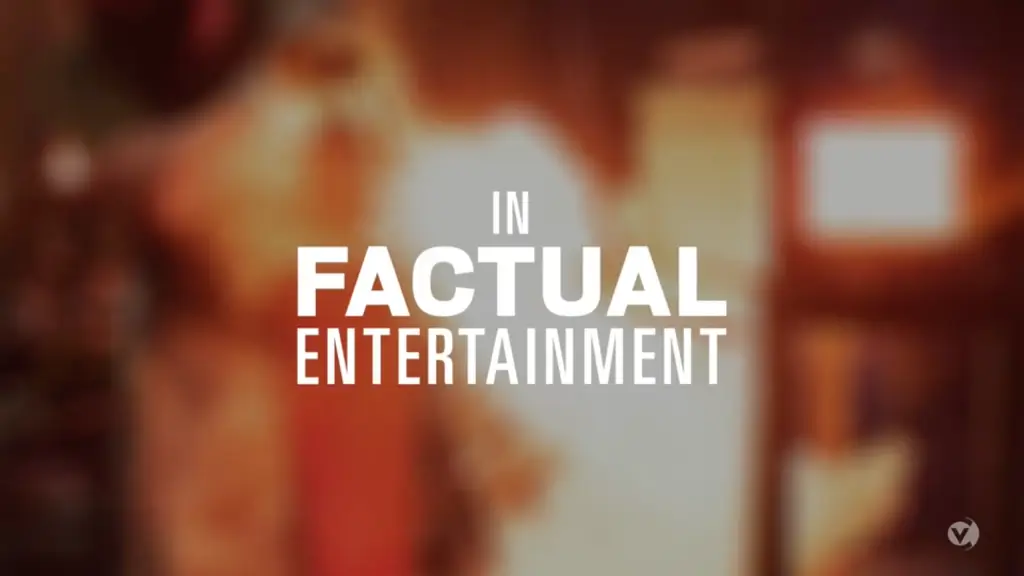 A blurry image with the words in factual entertainment.