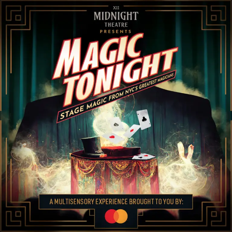 A poster for magic tonight with an image of a magician.