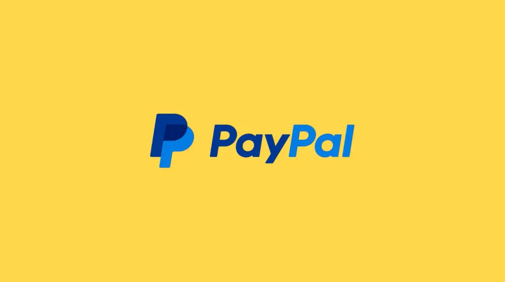 Paypal logo on a yellow background.