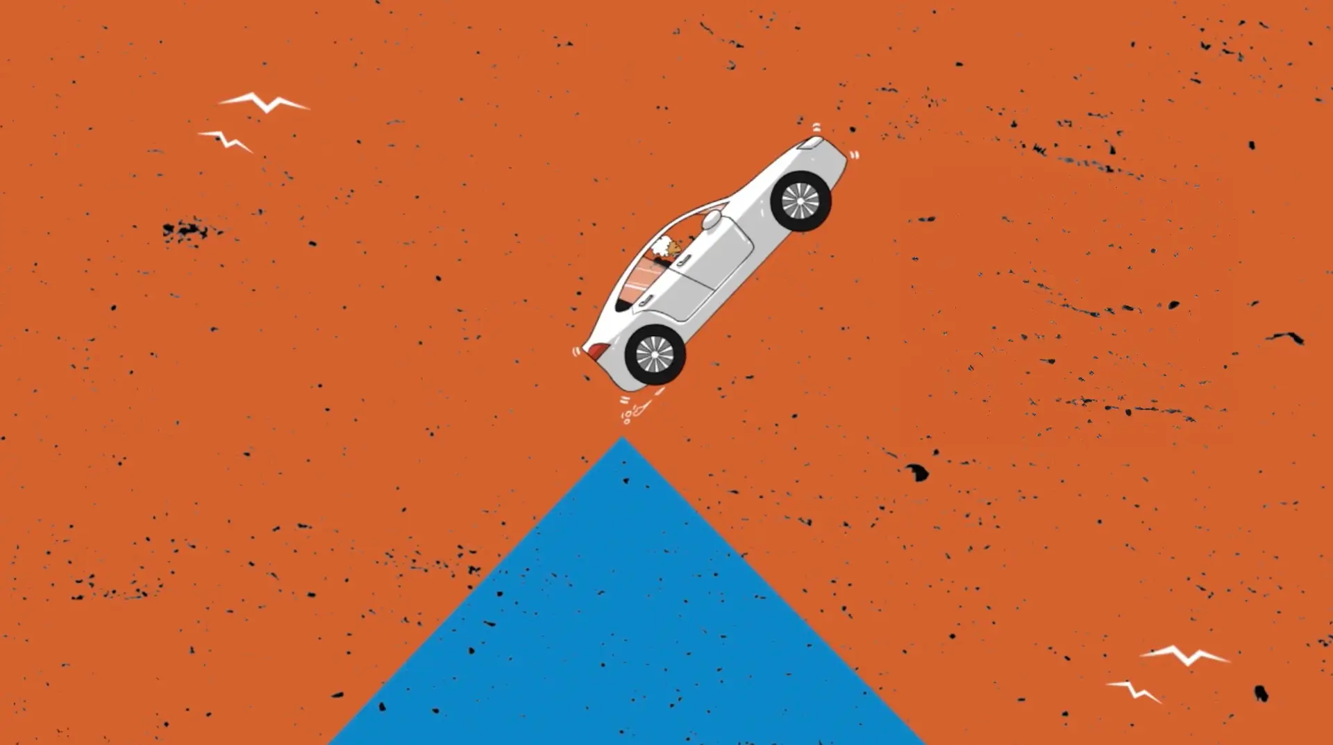 An illustration of a car that performs on top of a triangle.