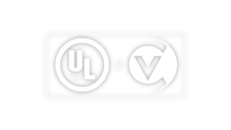 A logo with the words ul x v.