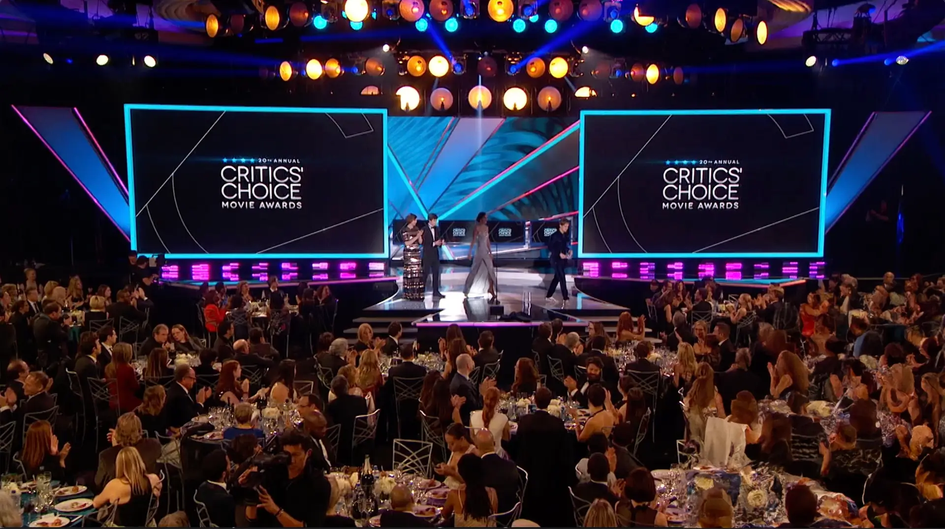 The people's choice awards are held in a large auditorium designed for A&E events.